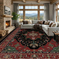 RELEANY Washable Area Rug, Large 9'x12', Red/Black