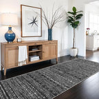 3x6 Washable Hallway Runner Rug - Moroccan Non-Slip Long Runners for Entryway Soft Modern Geometric Low-Pile Rugs for Kitchen Waterproof Neutral Carpet for Bedroom Bathroom Laundry 3x6 Black