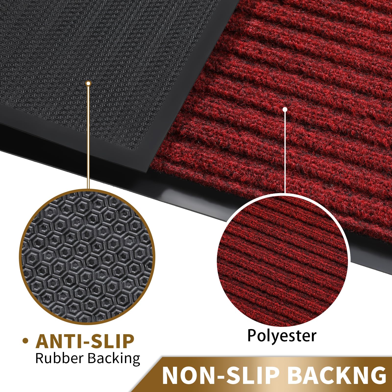 Yimobra Front Door Mat Outdoor Indoor Entrance, 100% Waterproof All-Season All Weather Doormat, Welcome Matt Outside Entry, Non Slip, Low Profile, Heavy Duty Patio Porch Floor Mats,36 x 17,Black Red