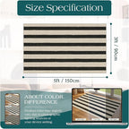 Black and White Striped Entry Rug - 3x5 Ft Washable Indoor Outdoor Front Door Mat Outside Entrance Front Porch Mat Non-Slip Floor Carpet for Bedroom Entryway Kitchen Office Porch Decor