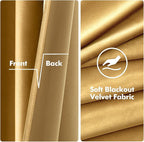 MIULEE Velvet Curtains Golden Elegant Grommet Thermal Insulated Soundproof Room Darkening Curtains/Drapes for Classical Living Room Bedroom Decor 52 x 108 Inch Set of 2