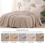 Whale Flotilla King Size Fuzzy Fleece Blanket for Bed, 90x104 Inch Fluffy Warm Soft Jacquard Blankets for All Season, Lightweight and Cozy, Camel