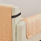 Great Bay Home Velvet Recliner Cover - Washable Slipcover Furniture Protector with Elastic Straps - Furniture Cover for Dogs, Kids, and Pets - Stitched Detail (Peach)