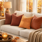 MIULEE Fall Burnt Orange Decorative Throw Pillow Covers for Couch 18x18 in