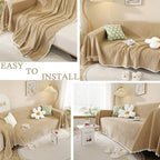HANDONTIME Khaki Loveseat Covers Couch Cover for Dogs Cats Solid Sofa Covers for 3 Cushion Couch Machine Washable Couch Covers for Sectional Sofa L Shape Chenille Sofa Slipcover Soft, 71" X134"