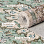 ExpediX 10x14 Area Rugs Living Room: Washable Rug for Bedroom Brown Green