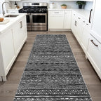 3x6 Washable Hallway Runner Rug - Moroccan Non-Slip Long Runners for Entryway Soft Modern Geometric Low-Pile Rugs for Kitchen Waterproof Neutral Carpet for Bedroom Bathroom Laundry 3x6 Black