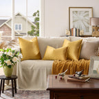 GIGIZAZA Golden Velvet Pillow Covers 22x22 Decorative Pillows Pack of 2