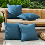MIULEE Pack of 4 Decorative Outdoor Throw Pillow Covers Linen Waterproof Pillow Covers Summer Farmhouse Cushion Cases for Patio Garden Tent Balcony Couch Sofa 18x18 Inch Navy Blue