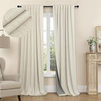 Pitalk Short Black Out Curtains 58 Inch Long for Bedroom 58 Inch Length Window Treatments Blackout Linen Boho Kitchen Thermal Drapes for Summer Heat Living Dining Room Bathroom 2 Panels Set Tan Beige