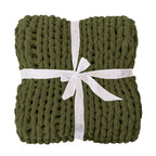 Bigacogo Chunky Knit Throw Blanket for Couch, 51x63 inches, Yellow Green