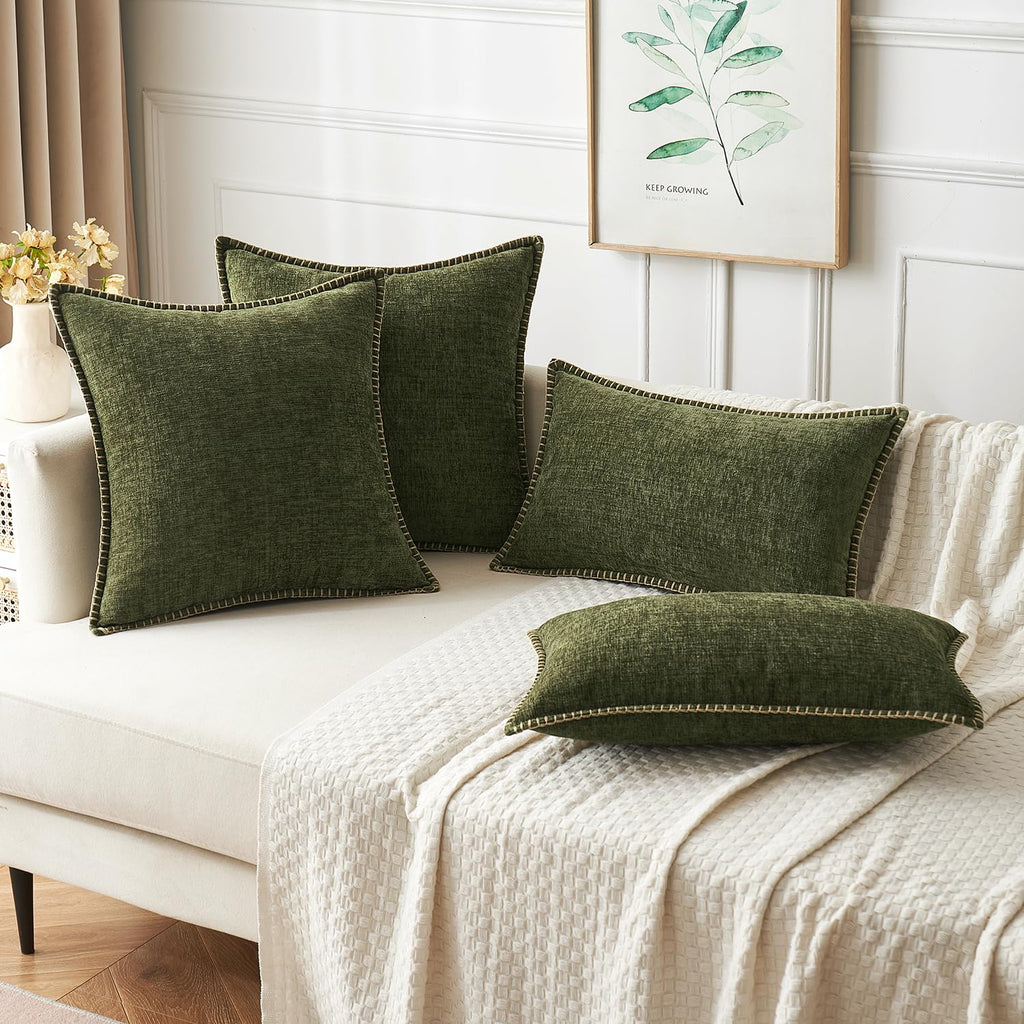 MIULEE Decorative Couch Throw Pillow Covers 20x20 Inch Olive Green 2 Pack
