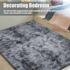 Shag Area Rug for Bedroom 4x6,Tie-Dyed Black Fluffy Area Rugs for Living Room,Soft Fuzzy Rug Non-Shedding Indoor Plush Carpet for Kids Bedroom Nursery Dorm Home Decor