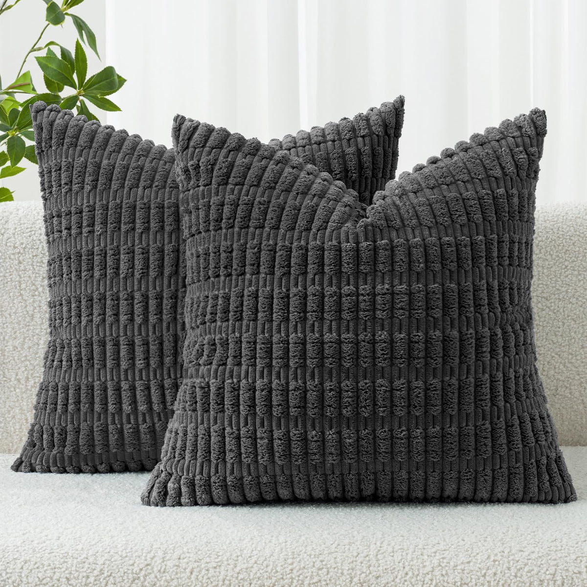 MIULEE Corduroy Decorative Throw Pillow Covers 20x20 Crimson Pack of 2