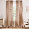 Nanspring Peach Linen Curtains 96 Inches Long Set for Baby Girl Bedroom Back Tab Rod Pocket Semi Sheer Light Filtering Drape for Bedroom Home Decor Protect Privacy 52x96,2 Panels
