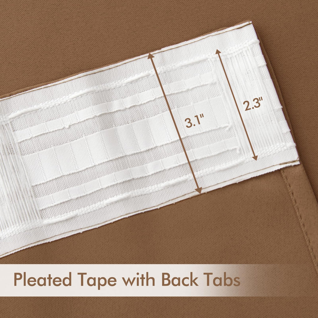 MIULEE Cappuccino Brown Back Tab Blackout Curtain 52"x102" Long 2 Panel Set