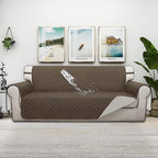 ISSUNTEX Double Protection 100% Waterproof Sofa Covers for Living Room, Reversible Couch Covers for 3 Cushion Couch Sofa, Furniture Protector Sofa Cover for Pets (X Large, Camel/Ivory)