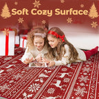 Christmas Runner Rug 2x6 Washable Rugs, Boho Christmas Tree Snowflake Rug Non-Slip Soft Low Pile Non Shedding Indoor Holiday Carpet for Bedroom Bathroom Laundry Staircase Foyer (XmasRed, 2'x6')