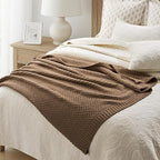 EVERGRACEHOME Chunky Chenille Knit Throw Blanket for Couch, Soft Luxurious Moss Stitch Blankets for Bed, Cozy Decorative Farmhouse Knitted Throws for Sofa, Camel Brown, 60" x 80"