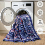 Runner Rug for Entryway: 2x6 Kitchen Rugs Non Slip Washable Ultra-Thin Soft Floral Carpet Indoor Floor Stain Resistant Carpets for Hallway Bedroom Kitchen Laundry Bathroom Dorm Blue