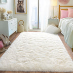 Pionblank Fluffy Area Rug for Bedroom 4x6, Indoor Plush Carpet, Cream White