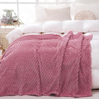 Dusty Pink Throw Blanket 50"×60" inches Gifts for Mom Fuzzy 3D Jacquard Decorative Flannel Fleece Super Soft Plush Cozy Blanket for Couch Sofa Chair Lightweight
