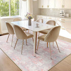 Washable Area Rugs 5'x7' Non-Slip Modern Abstract Soft for Living Room Entryway Bedroom Nursery, Print Pattern, Grey Pink
