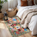 Babovid Green Floral Hallway Runner Rug 2x4 for Bedroom Kitchen
