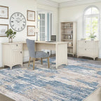 6x9 Area Rugs for Living Room, Washable Modern Abstract Large Area Rug Neutral Soft Non Slip Kids Rug Stain Resistant Indoor Carpet for Bedroom Nursery Dining Room Playroom(BlueBeige, 6'x9')
