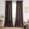 Coffee Brown Curtains 108 Inches Long 2 Panels Set Back Tab Linen Drapes for Living Room Extra Long Modern Simplicity Farmhouse Light Filtering Semi Sheer Linen Curtain for Big Window 52x108