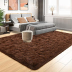 Tepook 5x8 Brown Area Rugs for Living Room Bedroom, Soft Fluffy Plush Shaggy Girls Boys Kids Room Rug, Shag Upgrade Non-Slip Throw Carpet for Dorms Nursery Classroom Home Decor