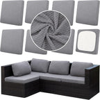 8Pcs Outdoor Cushion Covers, Patio Cushion Covers,Stretch Elastic Slipcovers, Replacement Washable Furniture Protector for Patio Couch,Thick Jacquard Textured Twill Fabric(Gray ,8PCS,Cover Only)