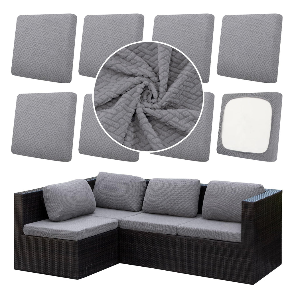 DREAHOTEXTIL 8Pcs Outdoor Cushion Covers, Elastic Patio Cushion Covers