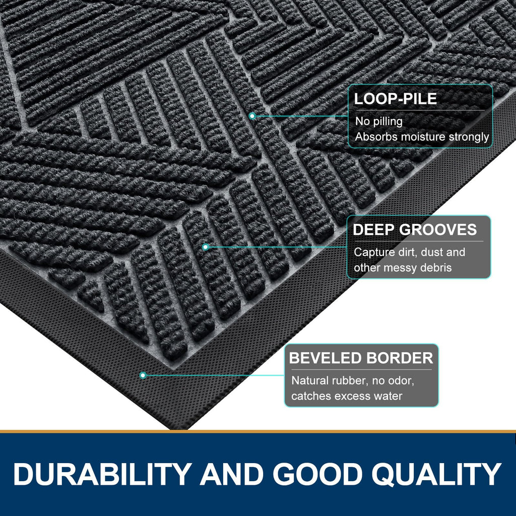 Smiry Half Circle Front Door Mat Outside Entrance, Rubber Doormat, 47x32