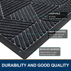 Smiry Front Door Mat Outside Entrance, Low Profile Rubber Doormat, 59x23
