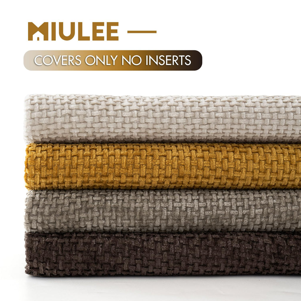 MIULEE Decorative Chenille Fall Pillow Covers Gold Brown 16x16 Pack of 4
