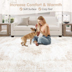 Area Rug 5x7 Vintage Rug: Washable Living Room Rugs Retro Medallion Distressed Large Rugs Soft Low Pile Non-Slip Indoor Floor Carpet for Bedroom Kitchen Nursery Dining Table Office (Beige, 5'x7')