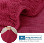 hyha Waterproof Sectional Couch Covers, Non Slip Sofa Couch Cushion Covers L Shape, Thick Stretch Jacquard Fabric, Washable Sofa Slipcovers with Elastic Bottom (1 Piece for Chaise, Wine Red)