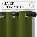 NICETOWN Christmas Bedroom Curtain Panels Blackout Draperies, Holiday Christmas Decor Thermal Insulated Solid Grommet Blackout Curtains/Drapes (One Pair, 34 by 45-inch, Olive Green)