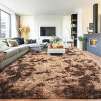 Pionblank 9x12 Area Rug, Large Area Rug for Living Room, Shag Rug for Bedroom Brown, Soft Furry Non Slip Carpet for Kids Room Nursery Teens Dorm Home Decor, Tie-Dyed Coffee