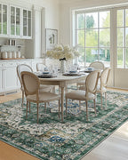 AMADA HOMEFURNISHING 6x9 Area Rug, Washable Low-Profile Large Area Rug with Non-Slip Backing & Durable Edge Binding, Vintage Large Rugs for Living Room, Bedroom