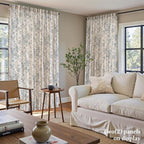jinchan Linen Floral Curtains 100 Inch Extra Wide for Patio Sliding Glass Door Room Divider Curtain for Living Room 108 Inch Length Farmhouse Peony Blue Printed Curtain Set 1 Panel