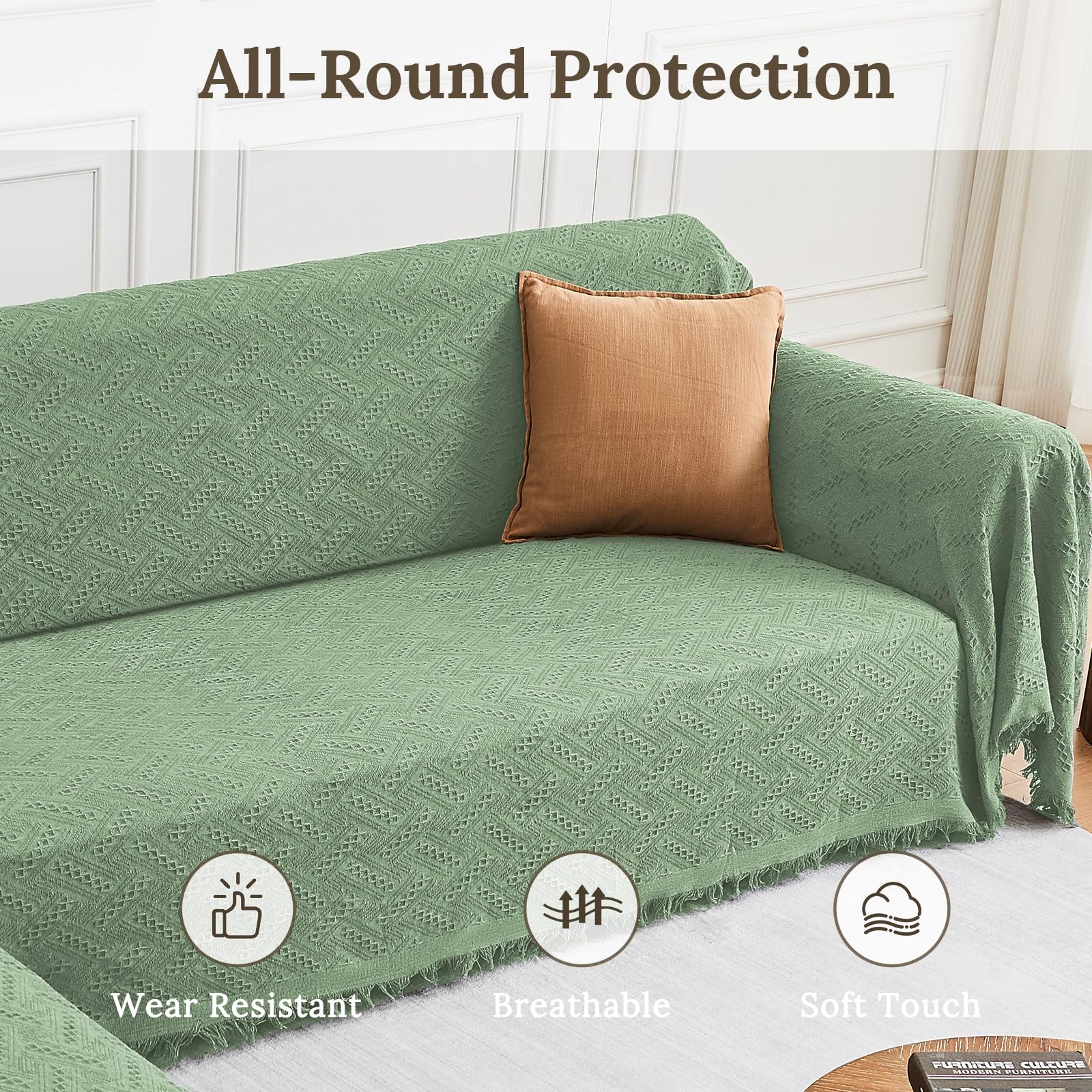 HOMERILLA 2 Piece Sectional Couch Cover for L Shape Sofa Sage L