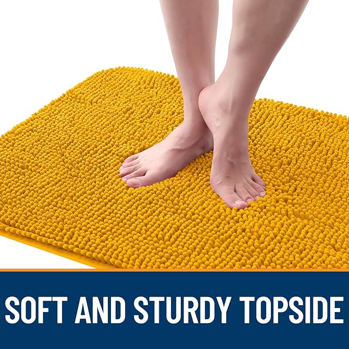OLANLY Dog Door Mat for Muddy Paws 50x30, Absorbs Moisture and Dirt, Absorbent Non-Slip Washable Doormat, Quick Dry Chenille Mud Mat, Entry Indoor Entryway Carpet for Inside Floor, Golden Yellow