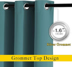 NICETOWN Sea Teal Blackout Doorway Curtains 78 inch Length 2 Panels, Grommet Light Reducing Thermal Insulated Privacy Door Curtains Window Treatments for Bedroom, W52 x L78
