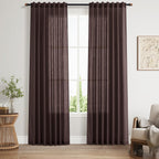 Nanspring Linen Curtains 84 Inch Long, Coffee Brown, 2 Panels 52x84