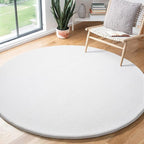 Amearea White Round Area Rugs 5ft Washable Circle Rugs for Bedroom Living Room, Fluffy Indoor Thickened Memory Foam Rug, Non Slip Minimalist Circular Carpet for Kids Boys Girls Dorm Nursery Room Decor
