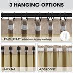 MIULEE 100% Blackout Linen Curtains 42 x 72 Inch Copper Brown 2 Panels