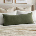 MIULEE Decorative Linen Lumbar Pillow Cover 14x36 Inch Dark Olive Green