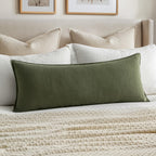 MIULEE Decorative Linen Lumbar Pillow Cover 14x36 Inch Dark Olive Green
